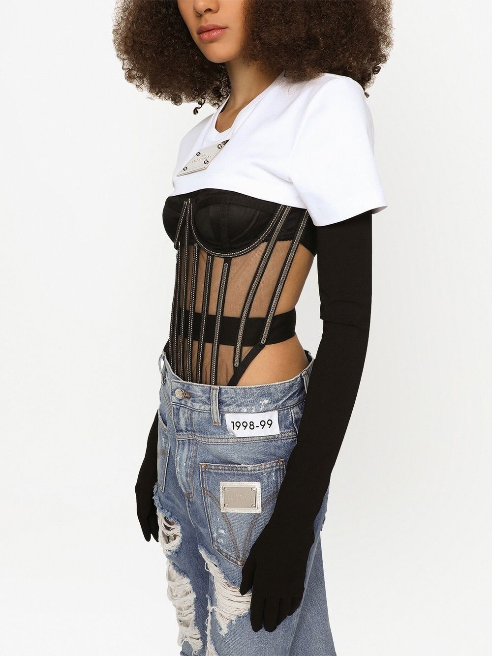 KIM DOLCE&GABBANA crystal-embellished bustier-style bodysuit - 5