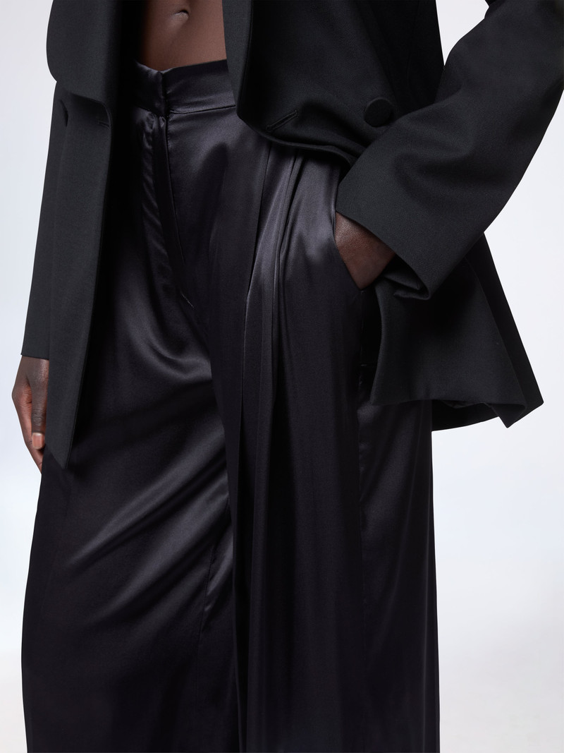 Black Harem Silk Satin Pants 3