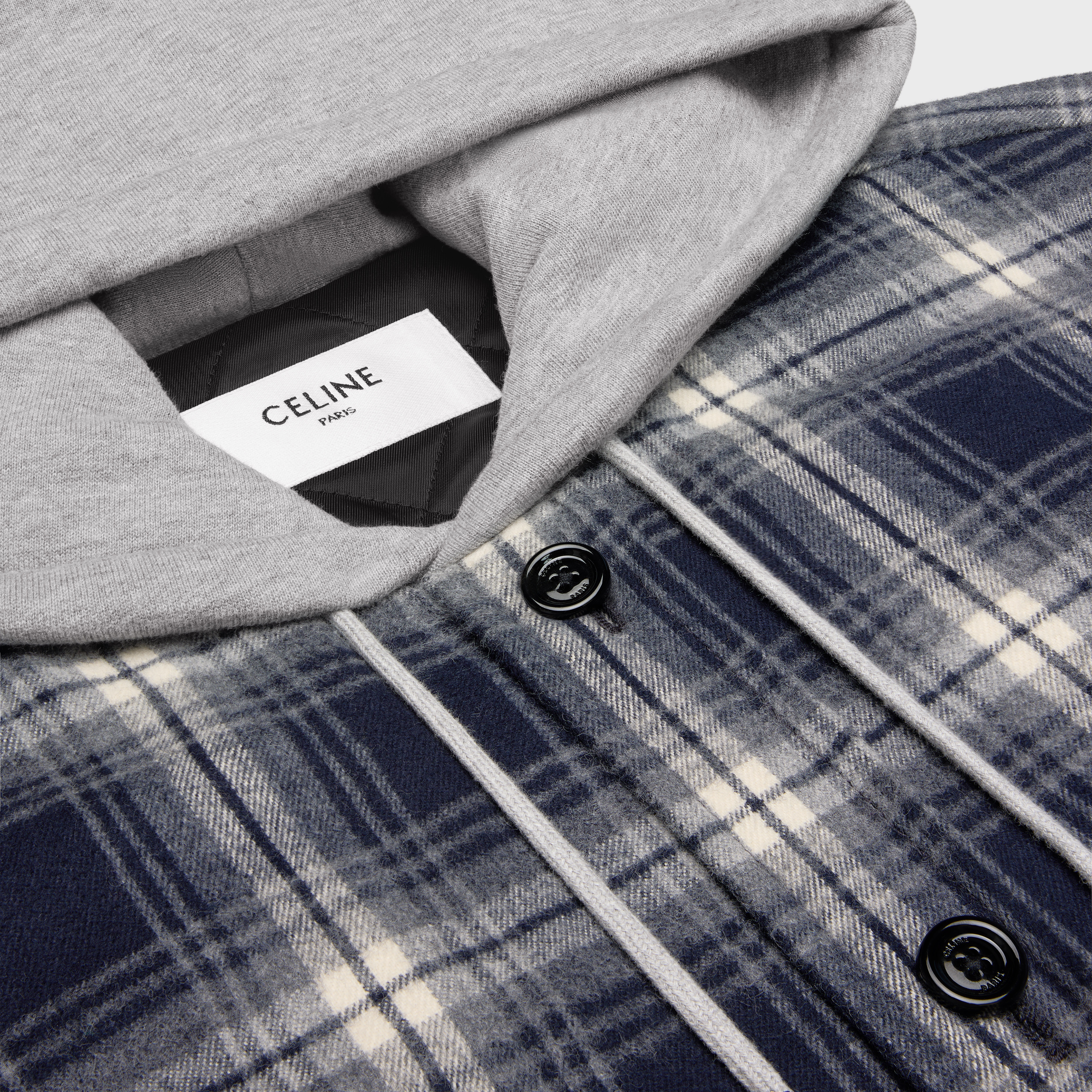 hooded overshirt in checked cotton - 3