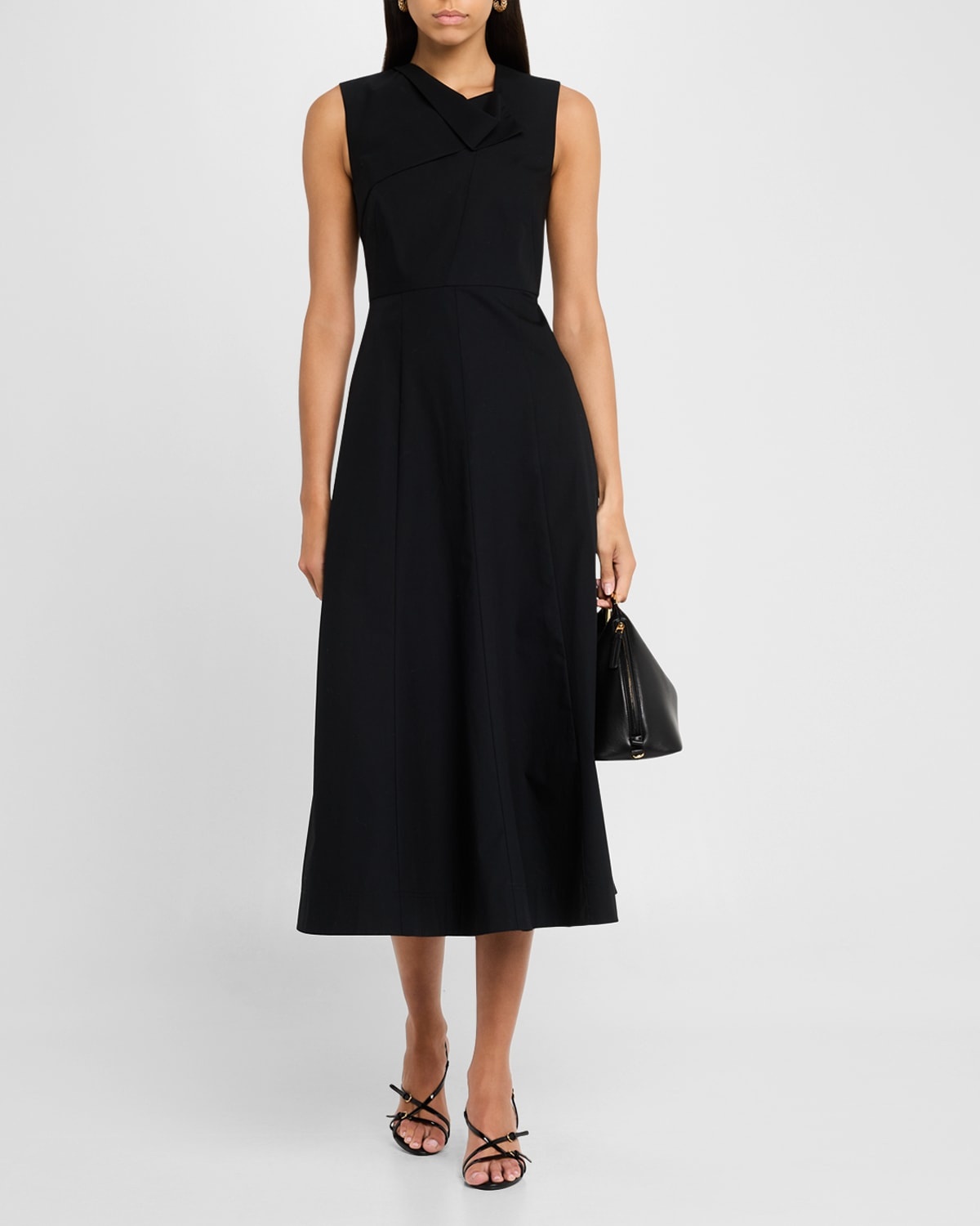 Drape Cotton Poplin Midi Dress - 4