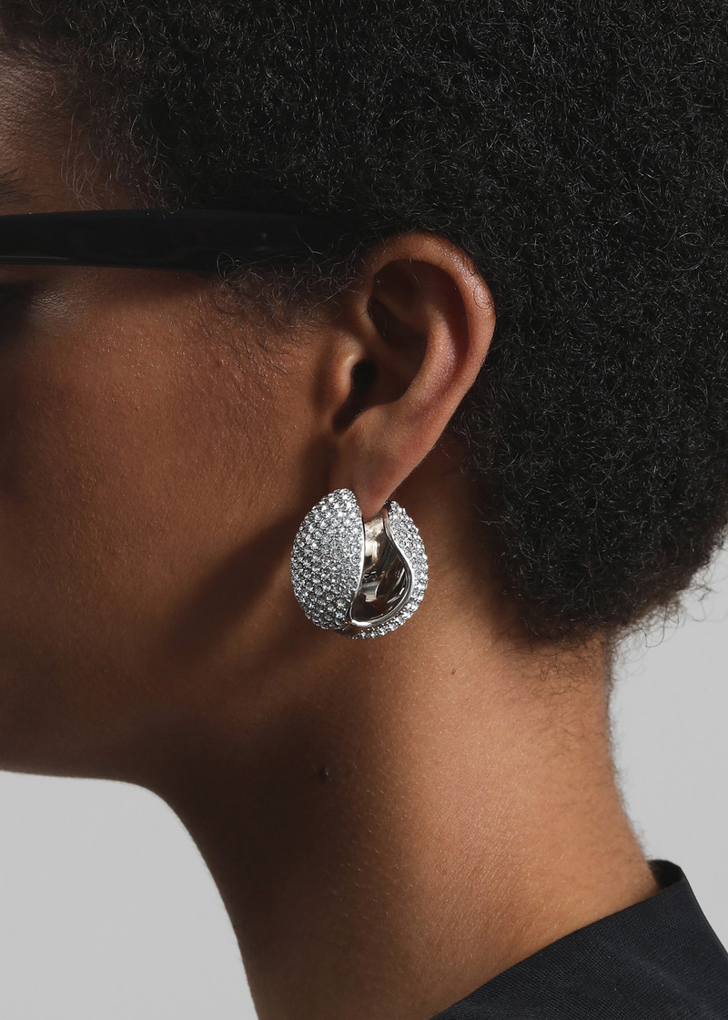 Coperni Crystal-Embellished Creole Logo Earrings - Silver 3