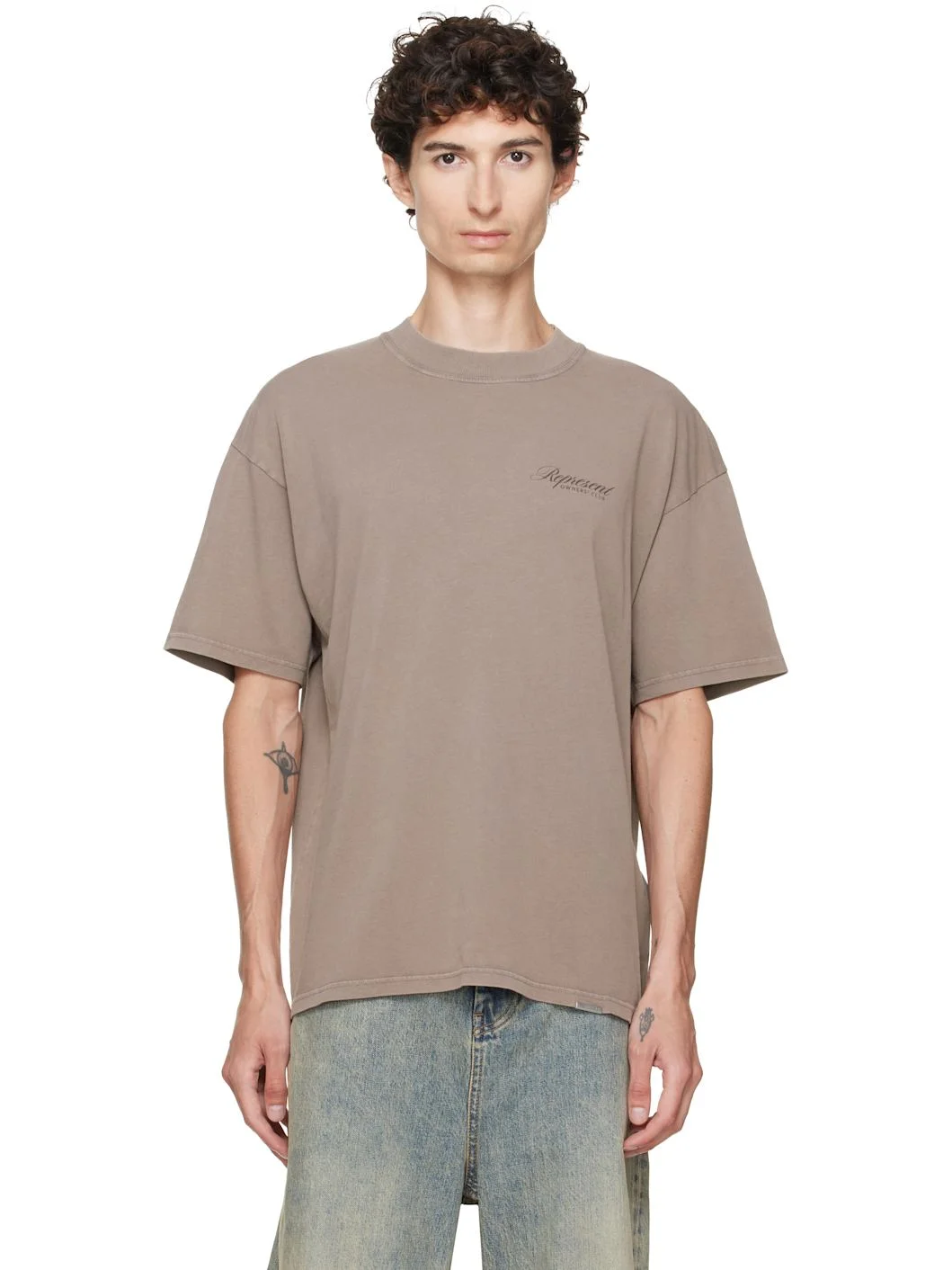 Brown Printed 'Owners Club' Script T-shirt - 1