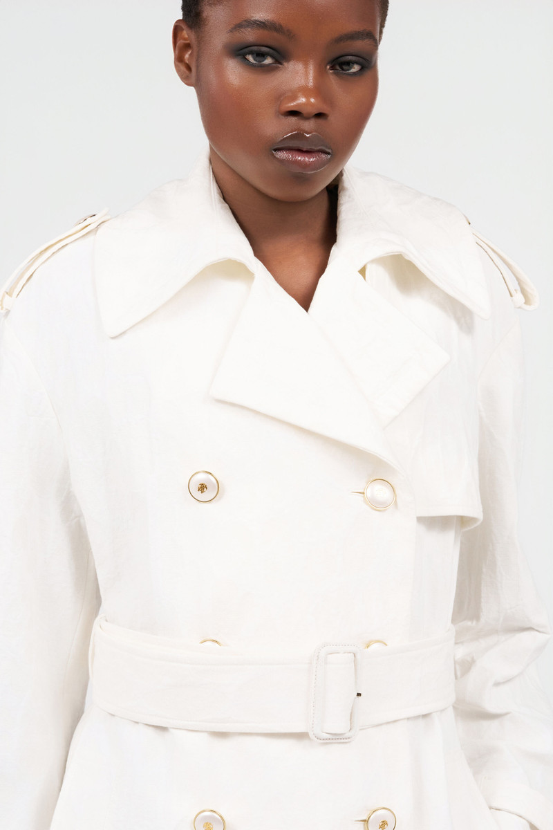 Leopard-pattern cotton jacquard trench coat 6