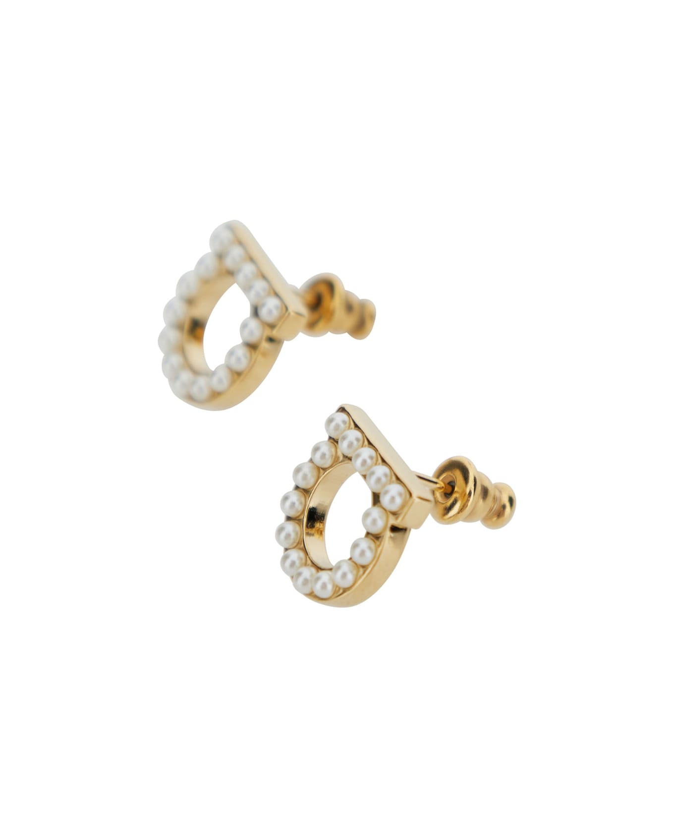 Gold-colored Gancini Earrings With Pearls In Brass Woman - 2