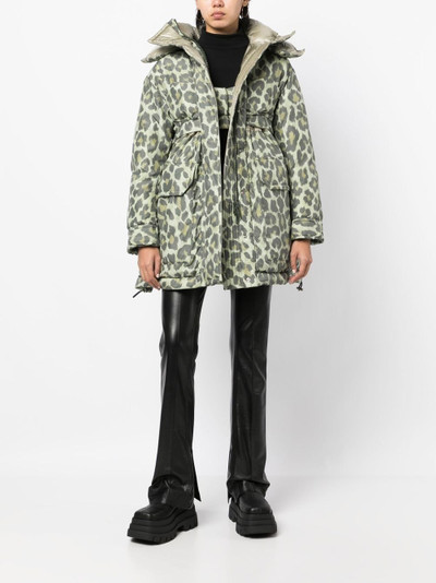 sacai leopard-print hooded puffer jacket outlook