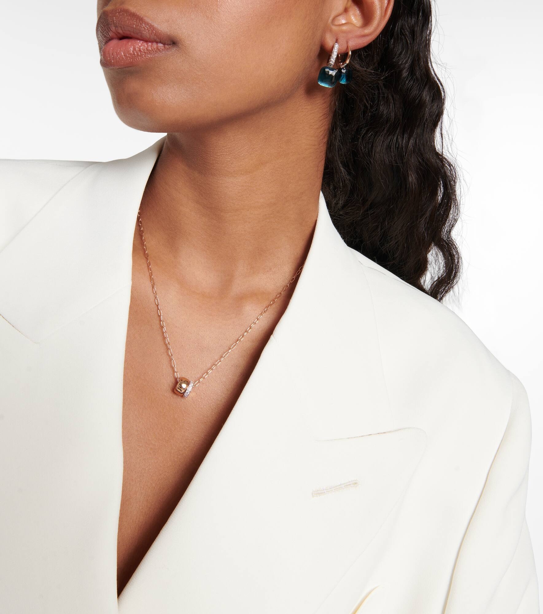 Nudo 18kt rose gold and white gold earrings with blue topaz - 5