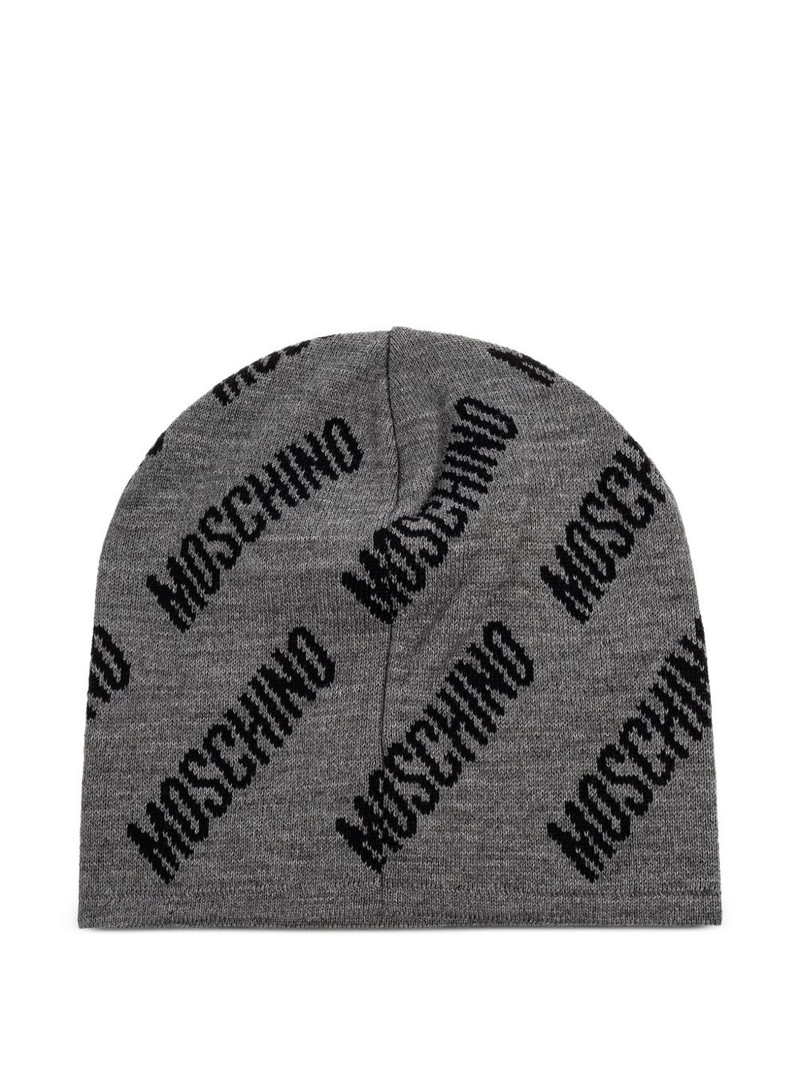 Moschino logo-pattern beanie outlook