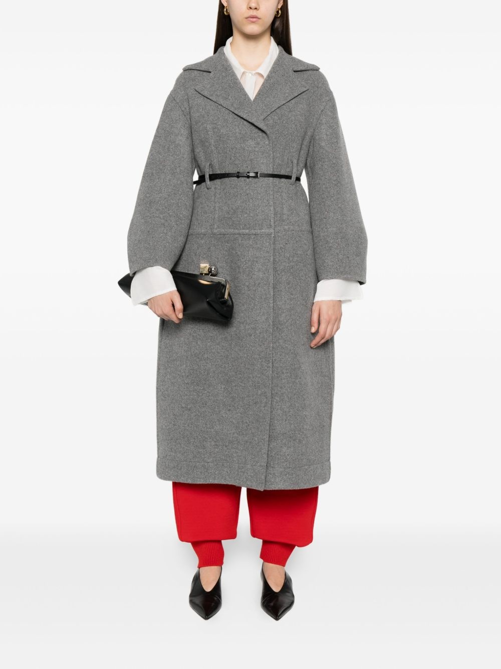 belted wool-cotton coat - 2
