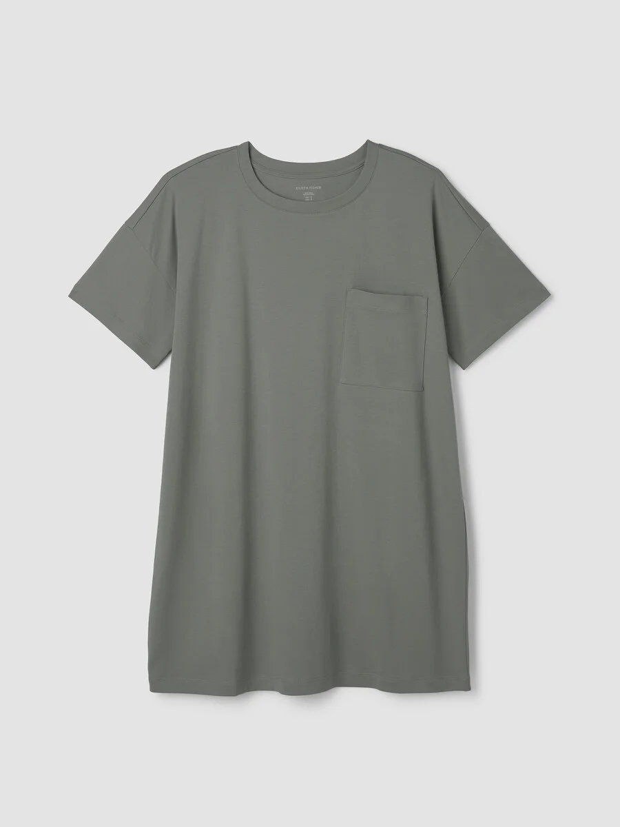 Organic Cotton Interlock Crew Neck Sleep Dress - 1