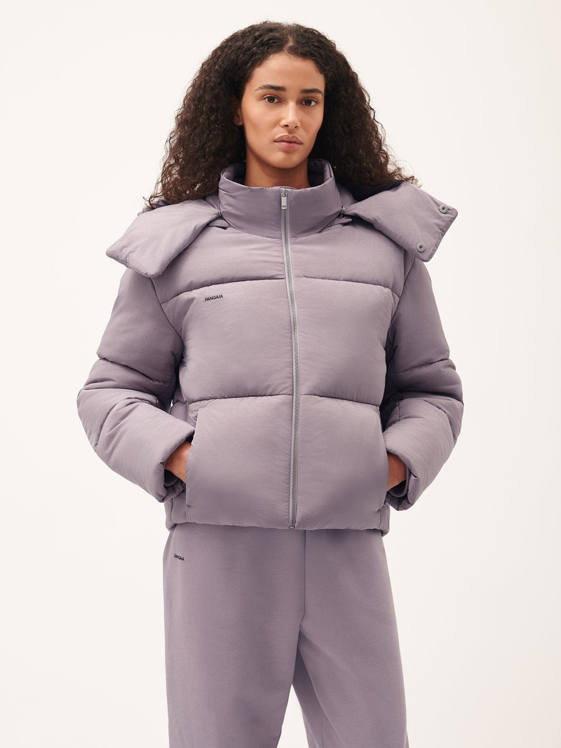 PANGAIA Women's DNA Flower-Warmth Cropped Puffer - Raisin Purple outlook