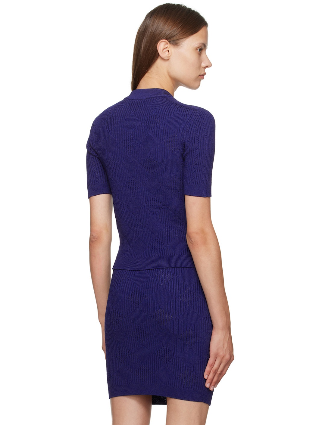Blue Vichy Knit Cardigan - 3