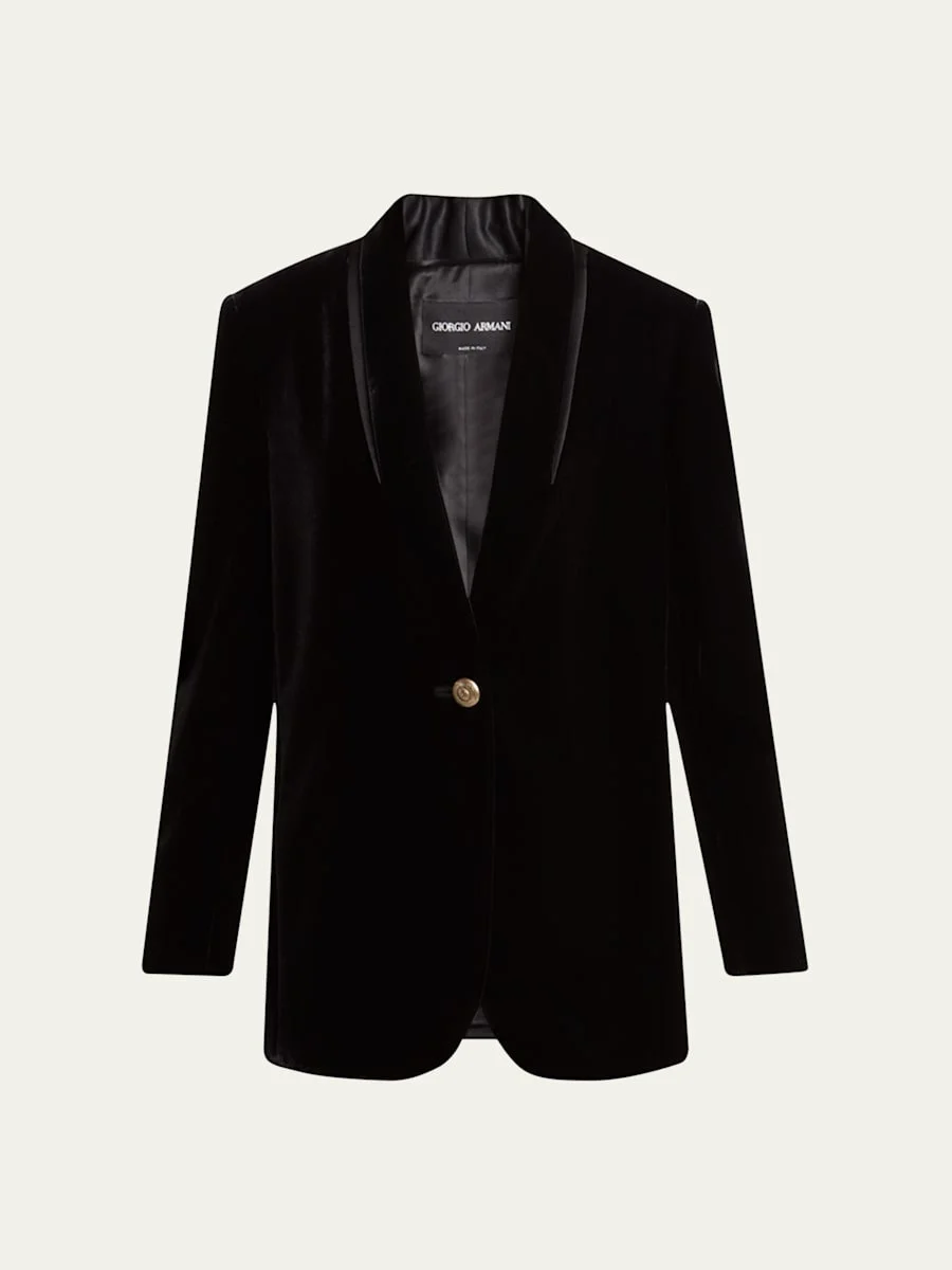Relaxed Velvet Tuxedo Jacket - 1