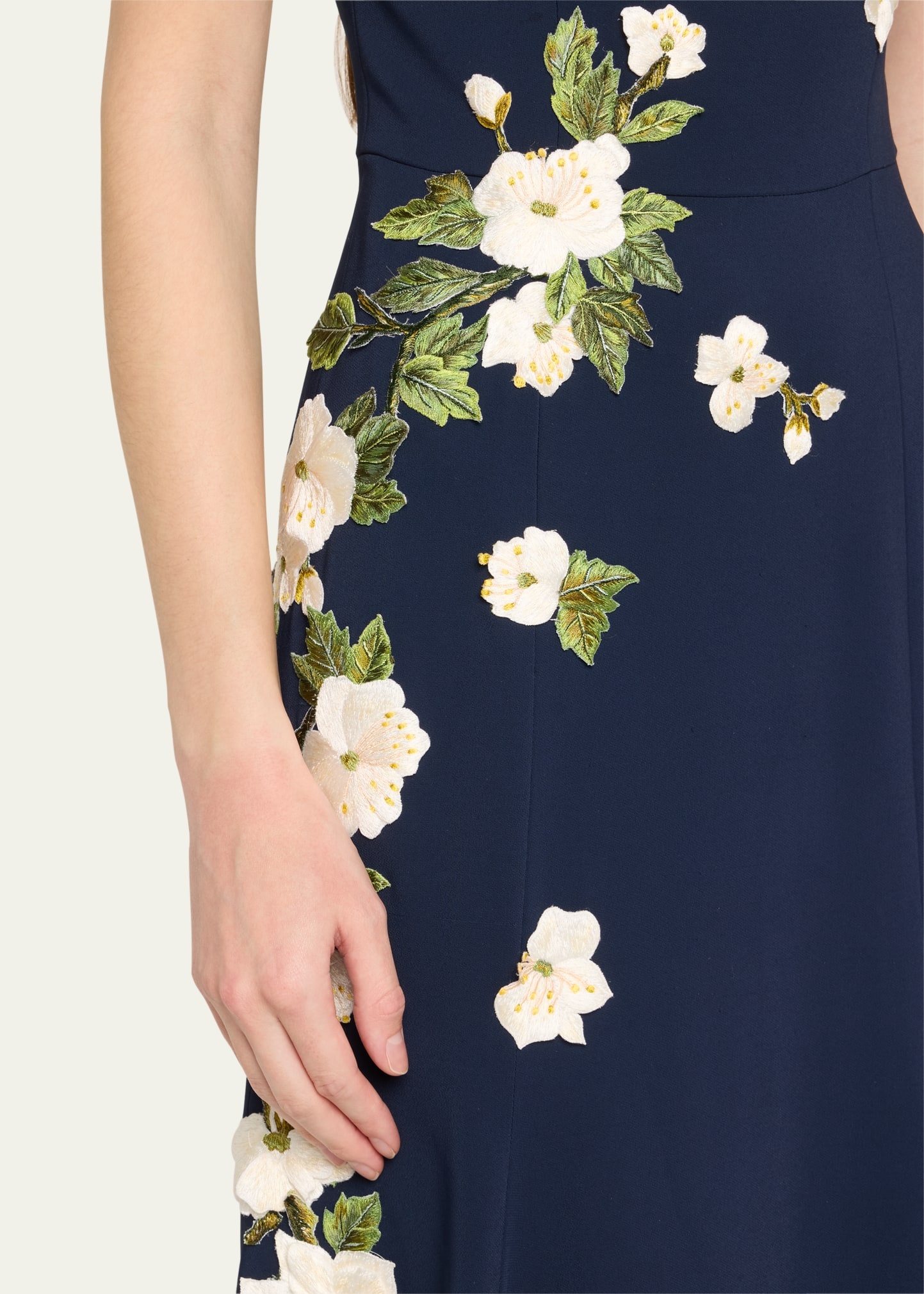 Cascading Cherry Blossom Embroidered Gown - 5