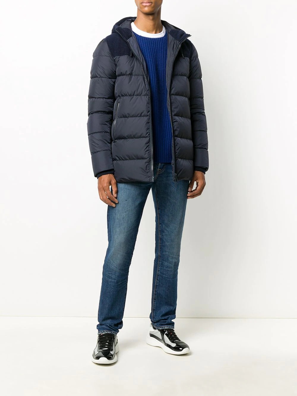 herringbone-panel puffer jacket - 2