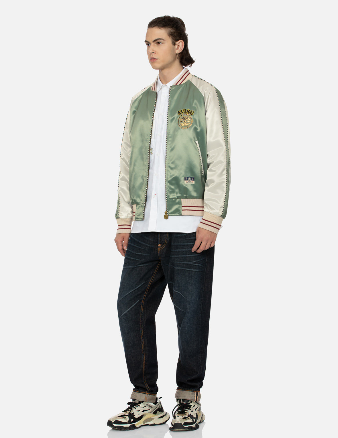KAMON BROCADE APPLIQUÉ AND CARP EMBRODIERY RELAX FIT SOUVENIR JACKET - 4