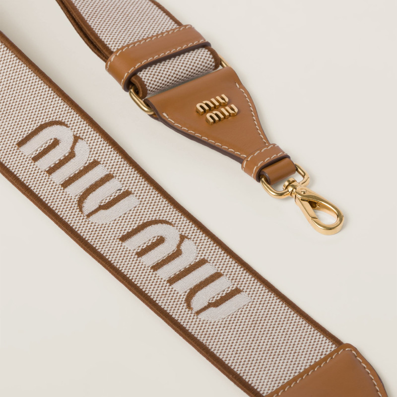 Miu Miu Linen blend and leather shoulder strap outlook