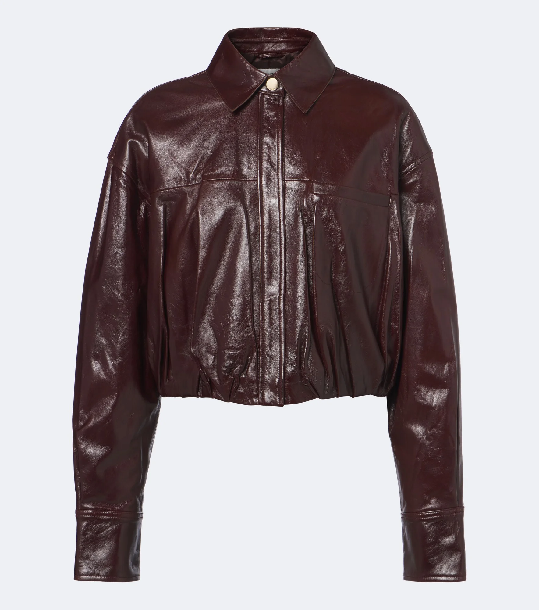 Cropped leather jacket - 1