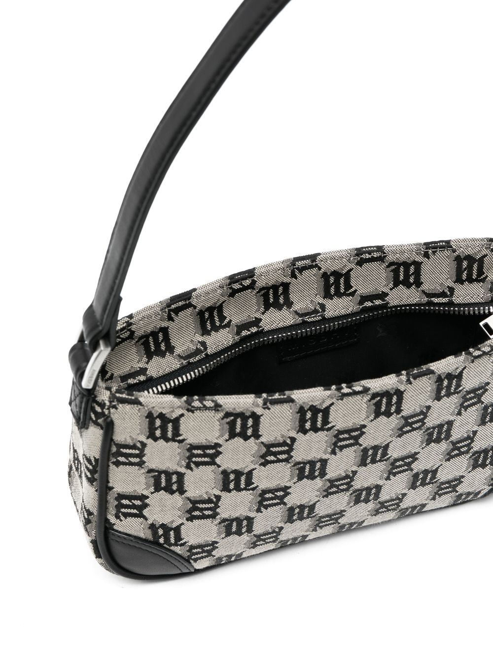 logo-jacquard leather shoulder bag - 5