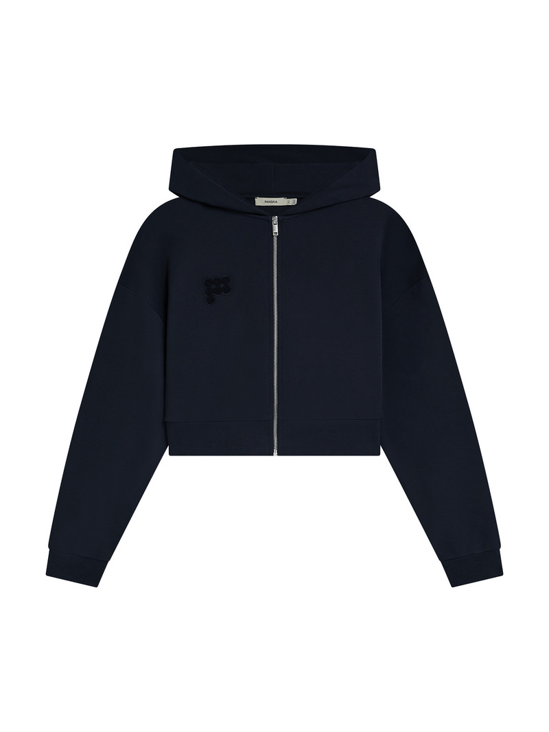 Womens Cropped Zip Up Hoodie - Midnight Navy 1