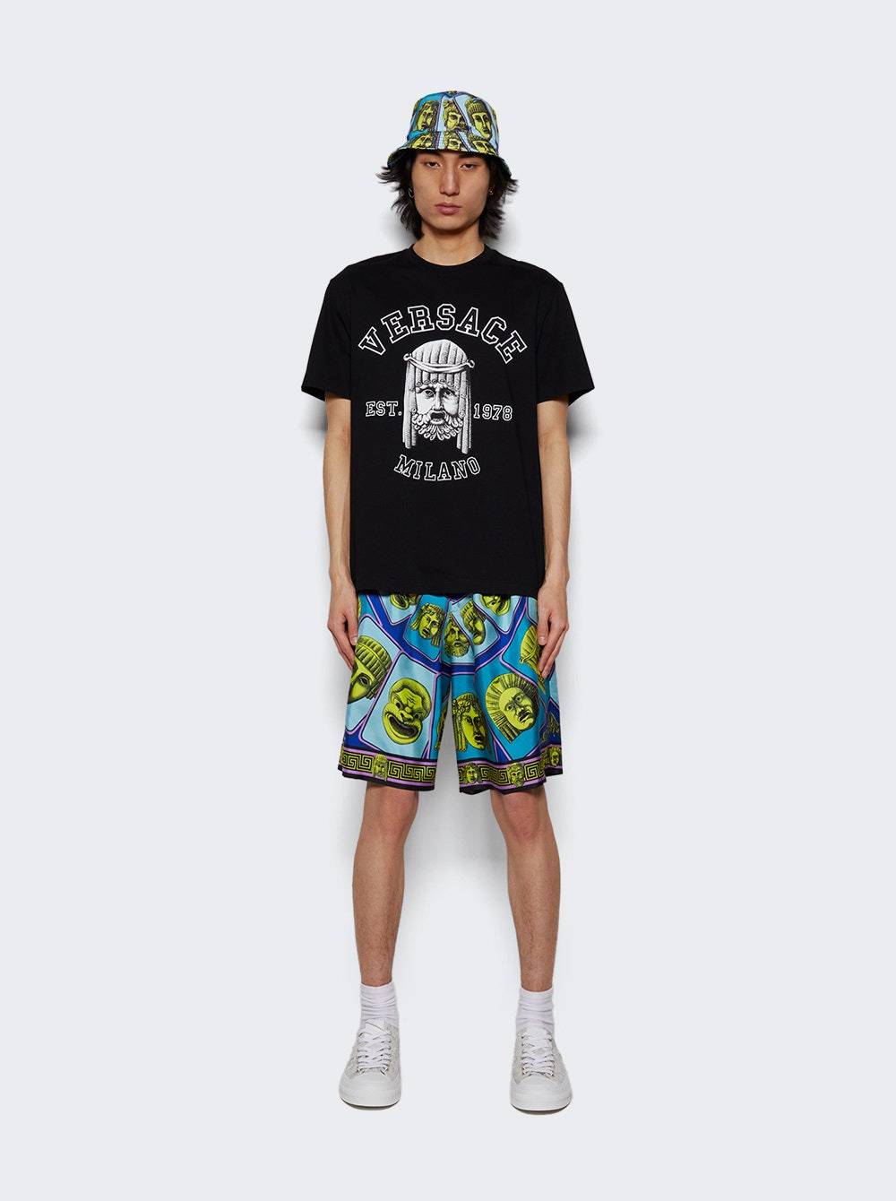 Mask Print Bucket Hat Acid Green and Teal - 4