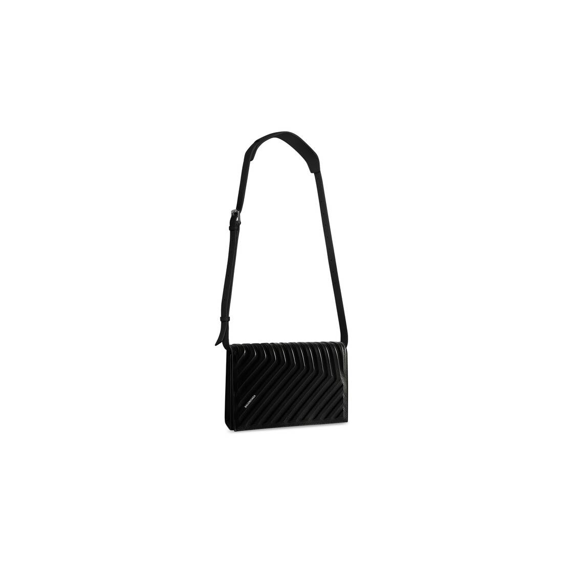 Men's Car Flap Bag With Strap in Black - 3