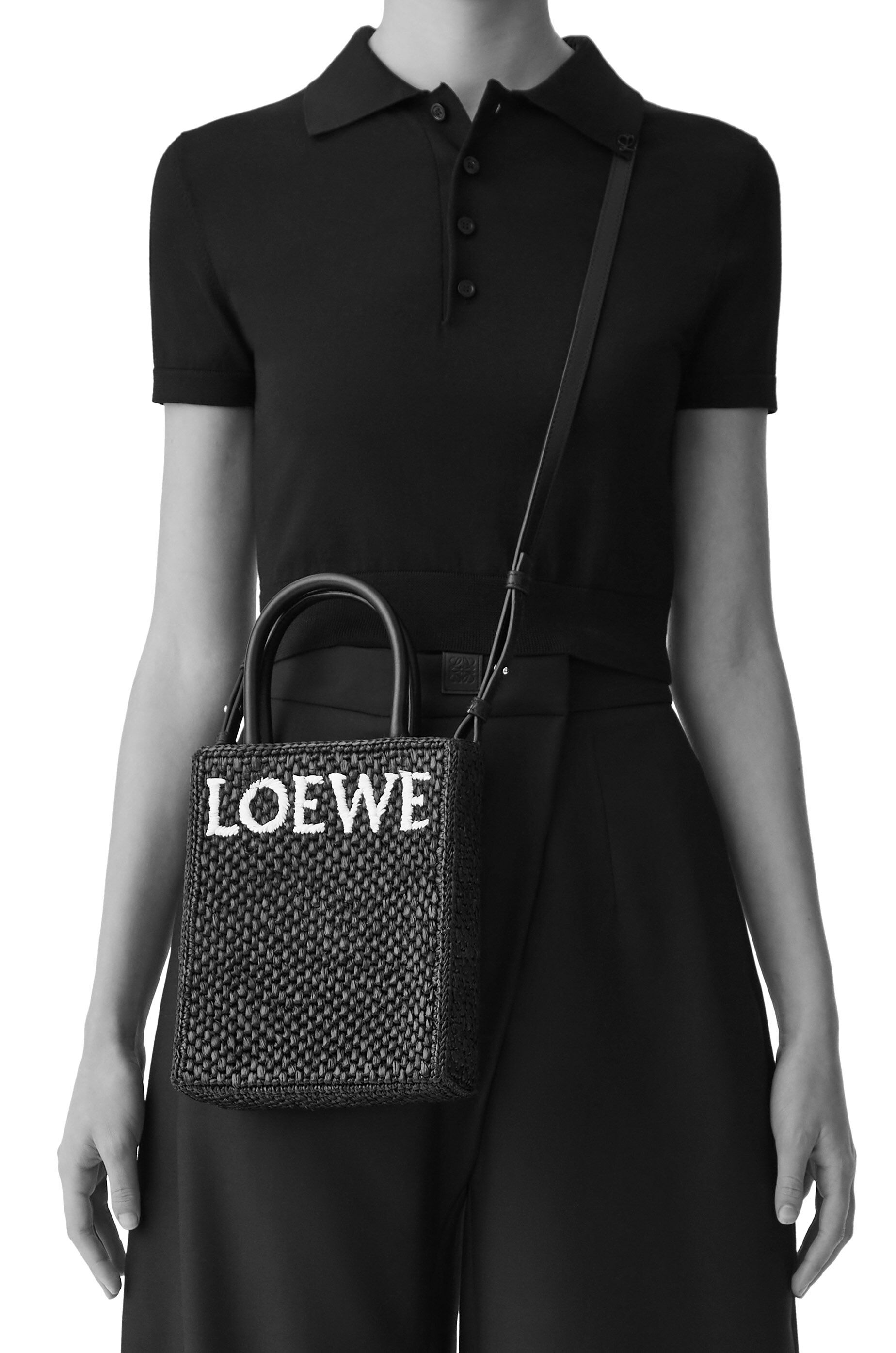 LOEWE Standard A5 Tote Bag In Raffia Natural/Black in Raffia with