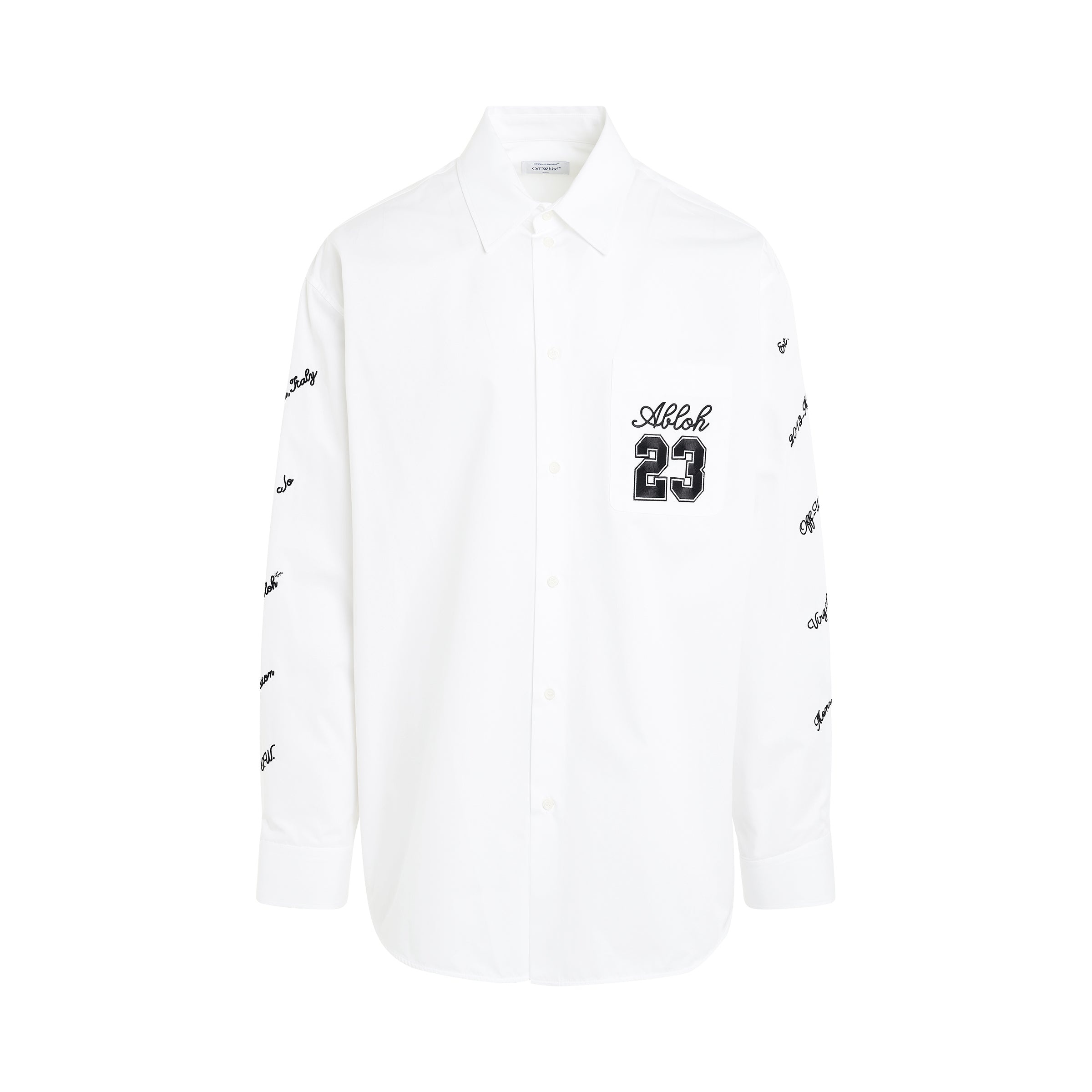 23 Logo Veavy Cotton Overshirt in White/Black - 1