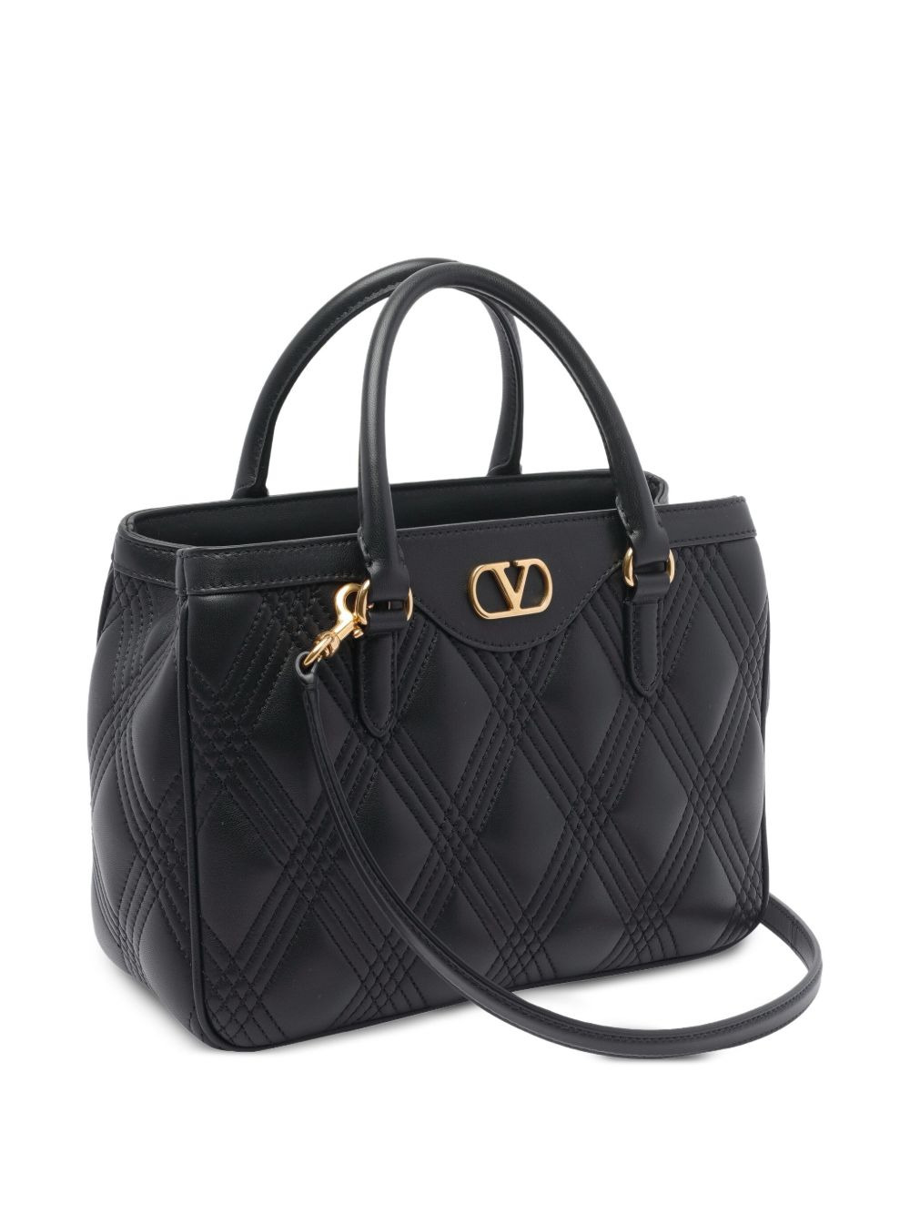 VLogo quilted leather handbag - 3