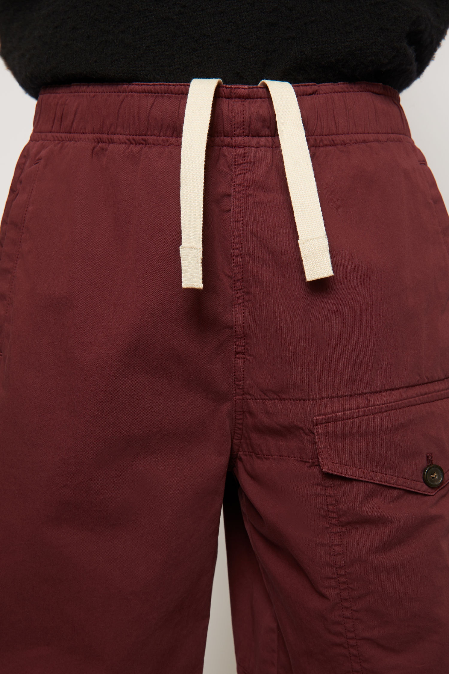 Wide-leg cotton shorts burgundy - 5