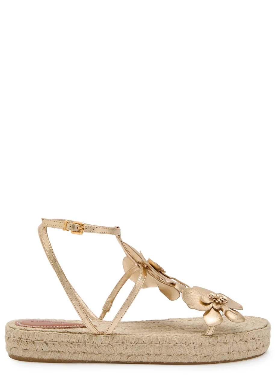 Zimmermann Orchid Metallic Leather Espadrille Sandals - 1