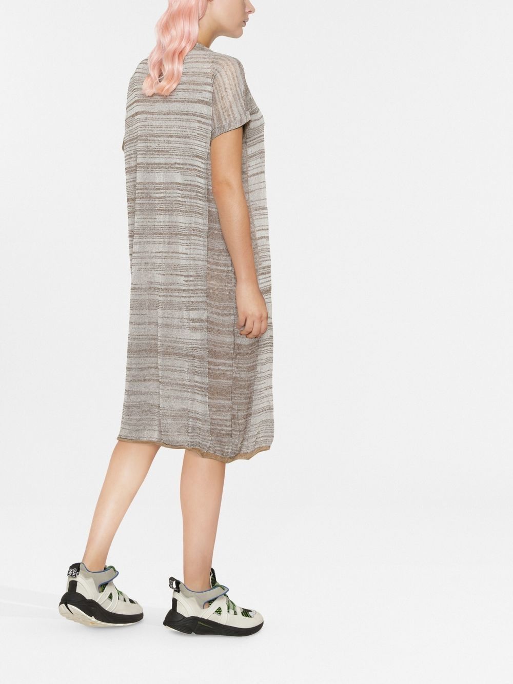 striped V-neck midi dress - 4
