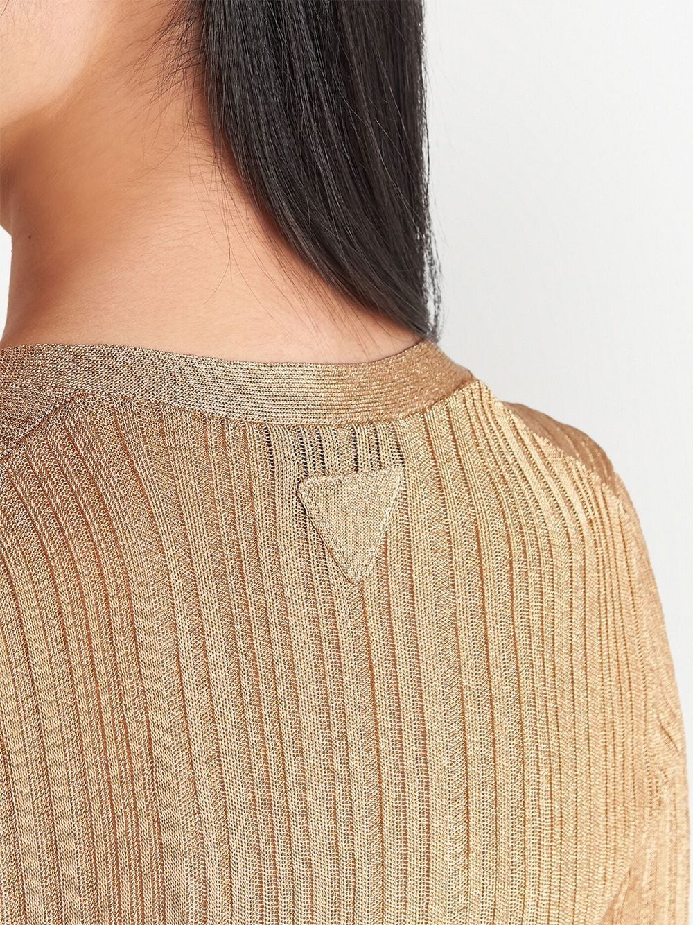 Prada Women V-Neck Lamé Viscose Cardigan - 2