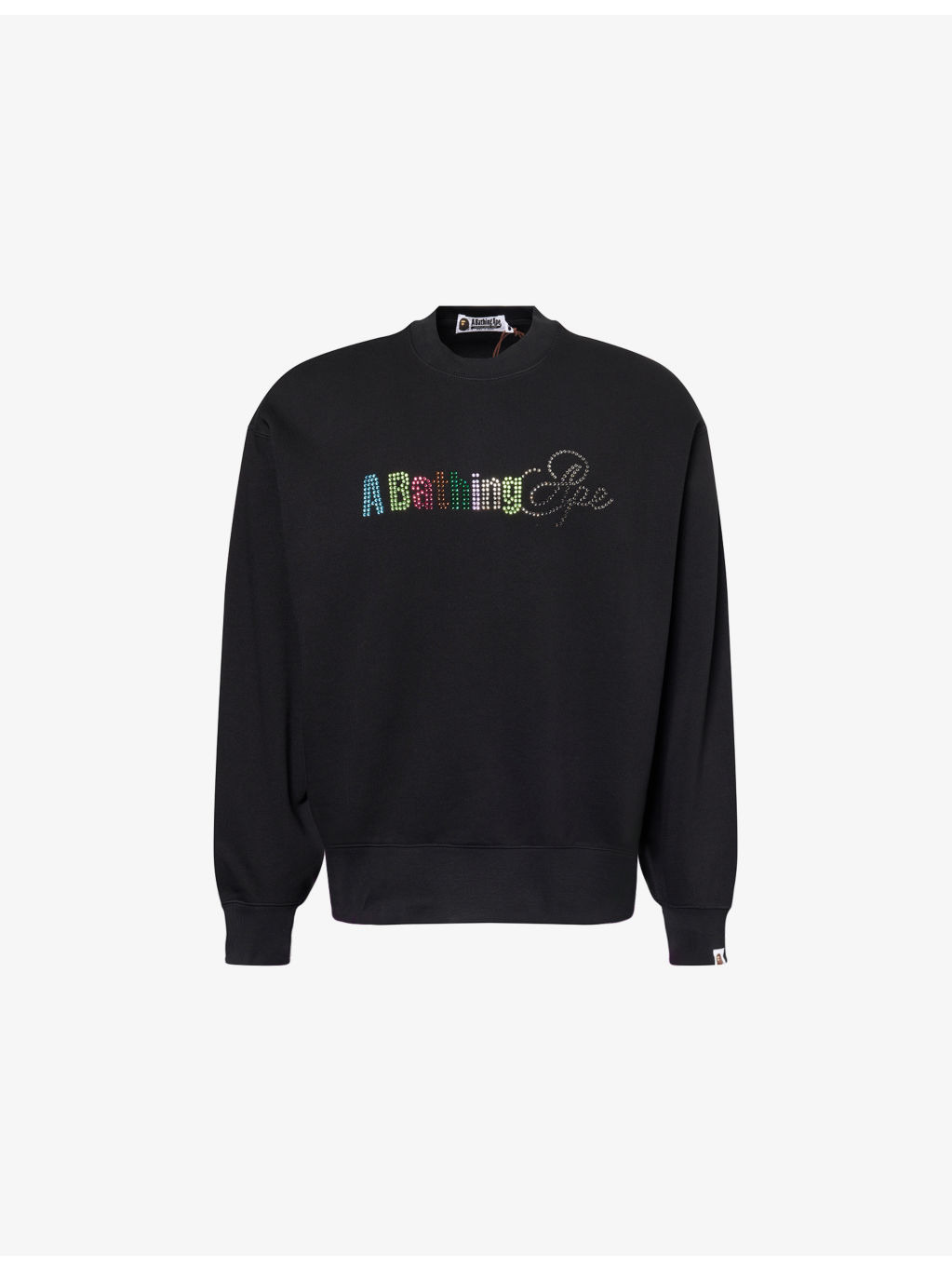 Rhinestone Logo Crewneck Cotton-Jersey Sweatshirt - 1