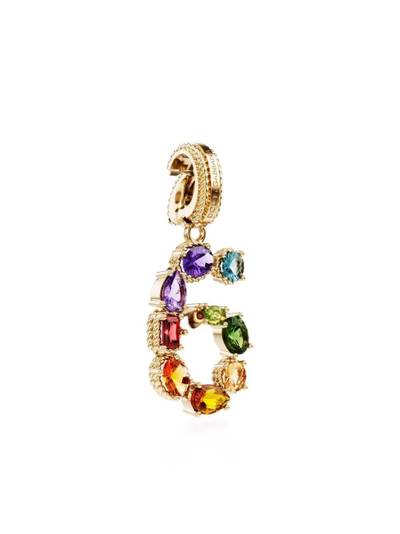 Dolce & Gabbana 18kt yellow gold number 6 gemstone pendant outlook