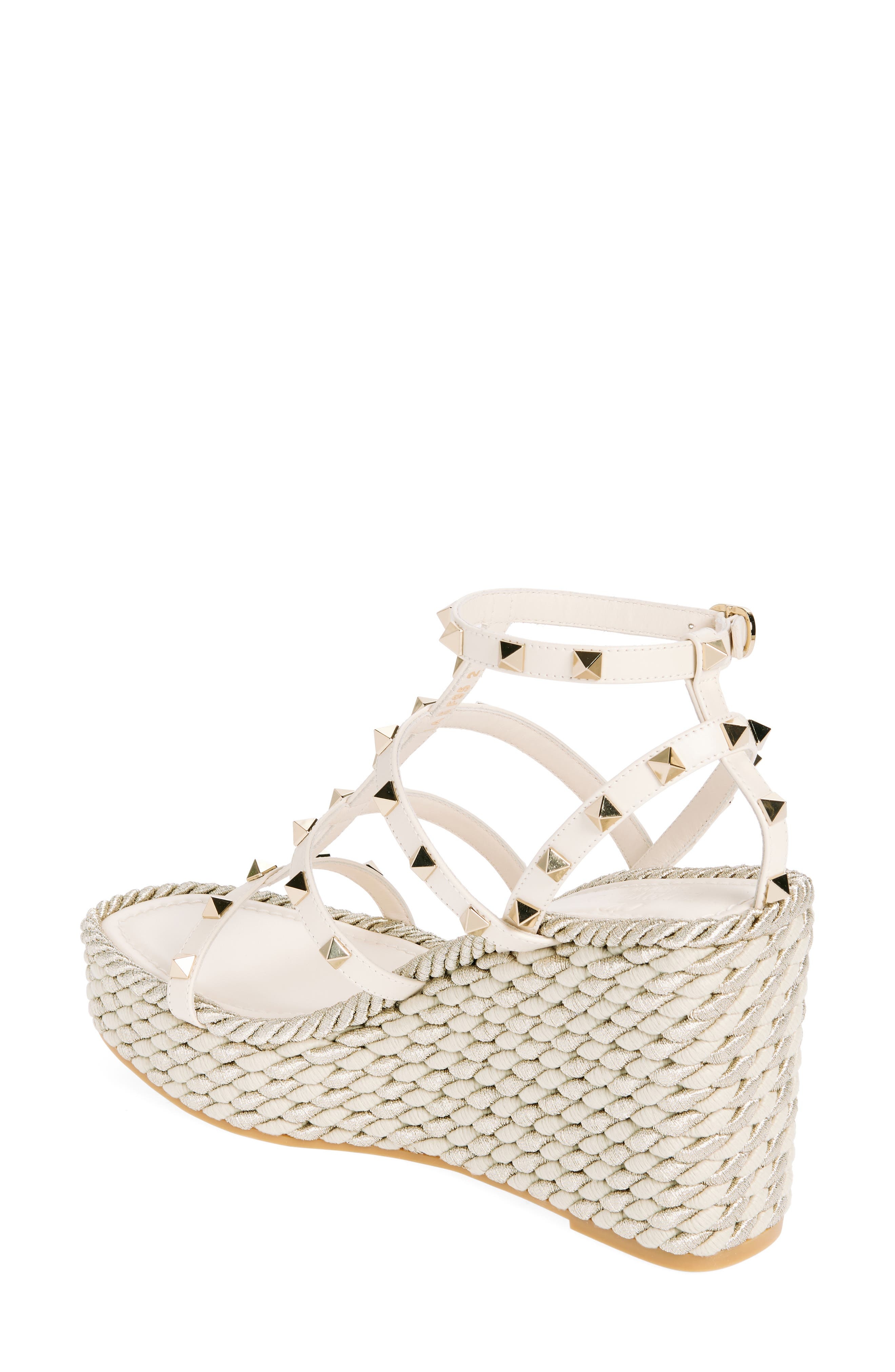 Valentino Garavani Rockstud Torchon Wedge Sandal in Light Ivory at Nordstrom - 2