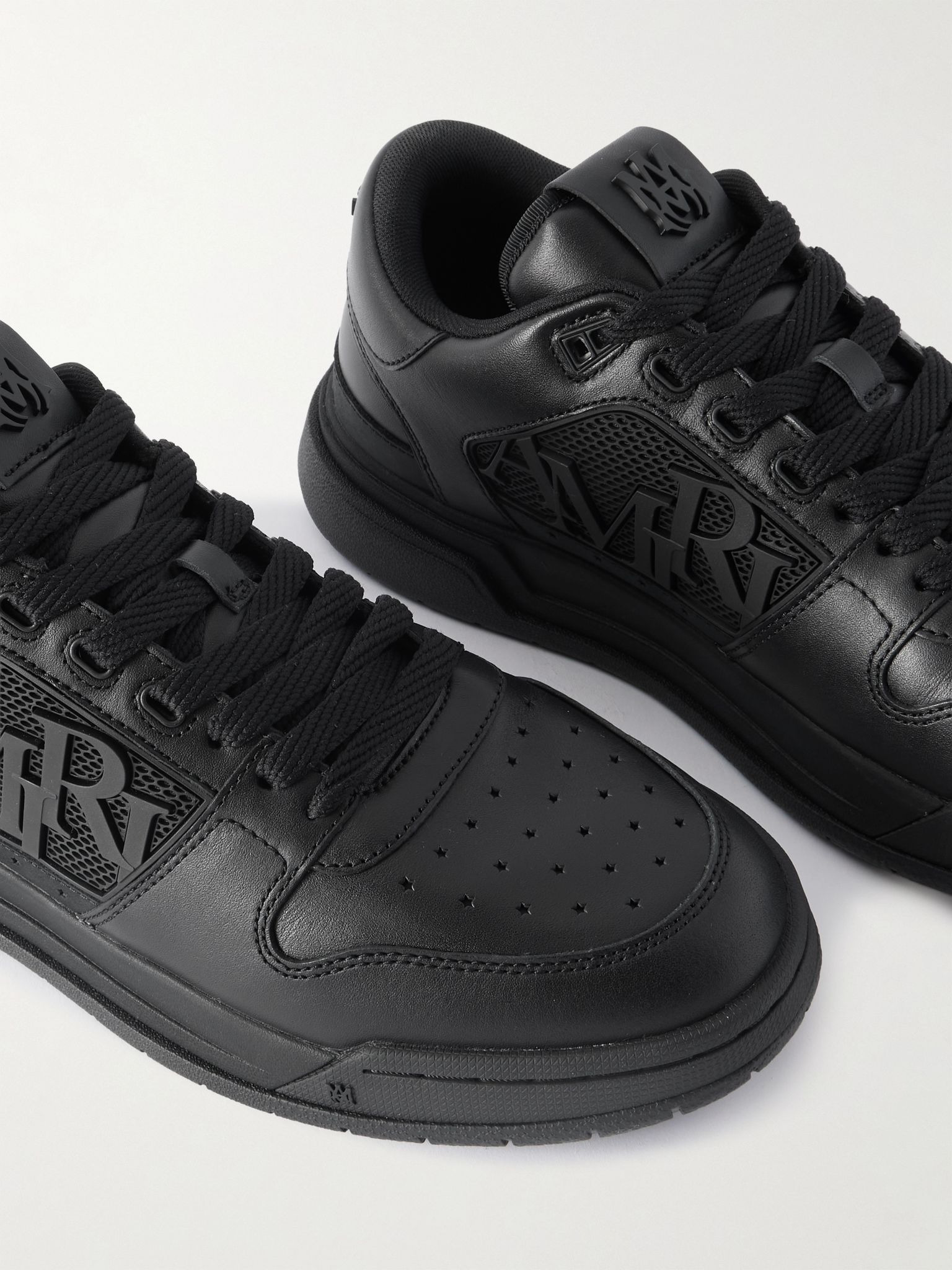 Classic Low Logo-Appliquéd Rubber-Trimmed Leather Sneakers Black - 5
