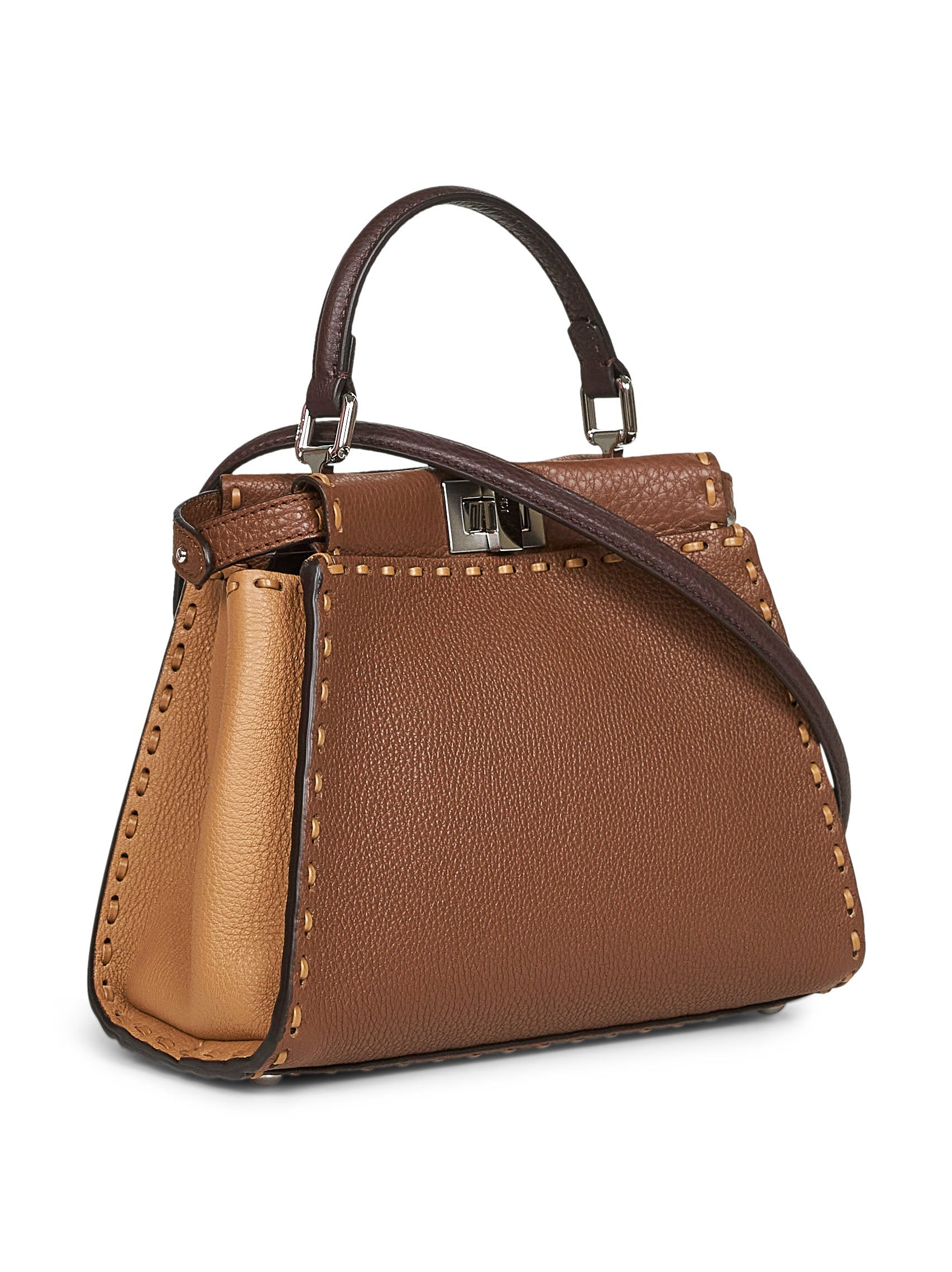 Fendi Women Brown Peekaboo Mini Handbag - 2