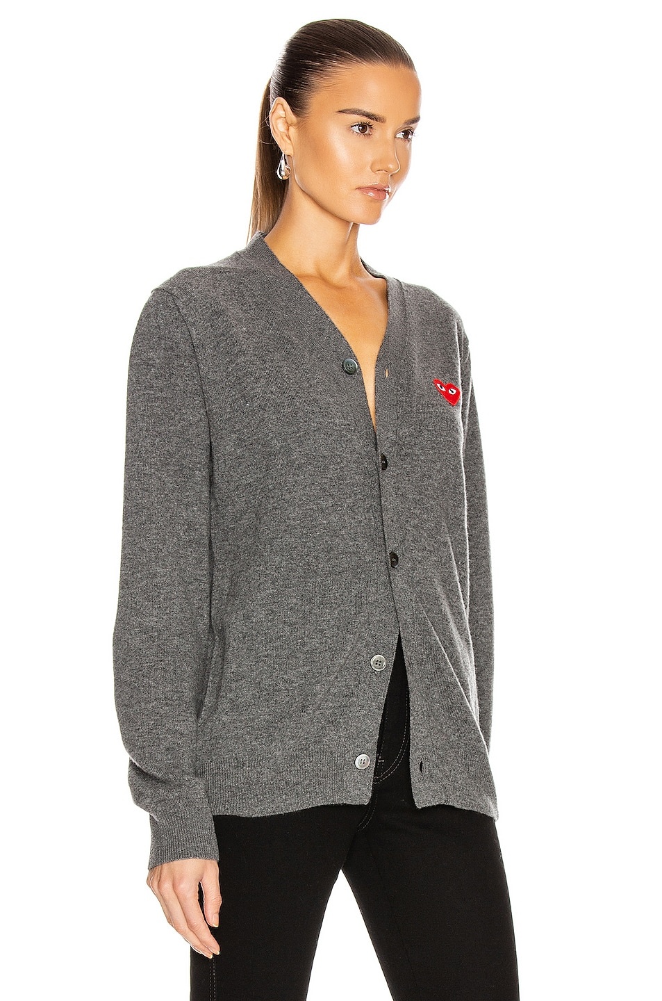 Lambswool Cardigan with Red Emblem - 3
