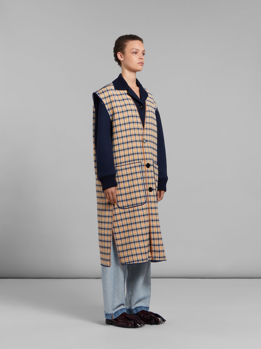 BLUE AND YELLOW CHECKED WOOL REVERSIBLE VEST - 5