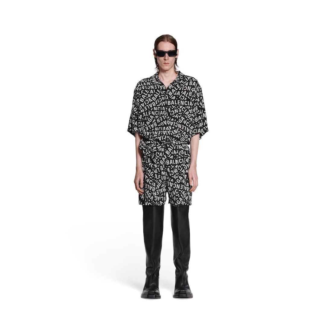 Men's Logo Strips Pyjama Shorts in Black - 2