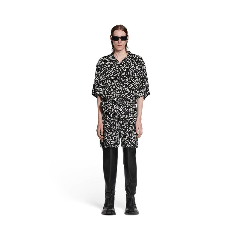 BALENCIAGA Men's Logo Strips Pyjama Shorts in Black outlook