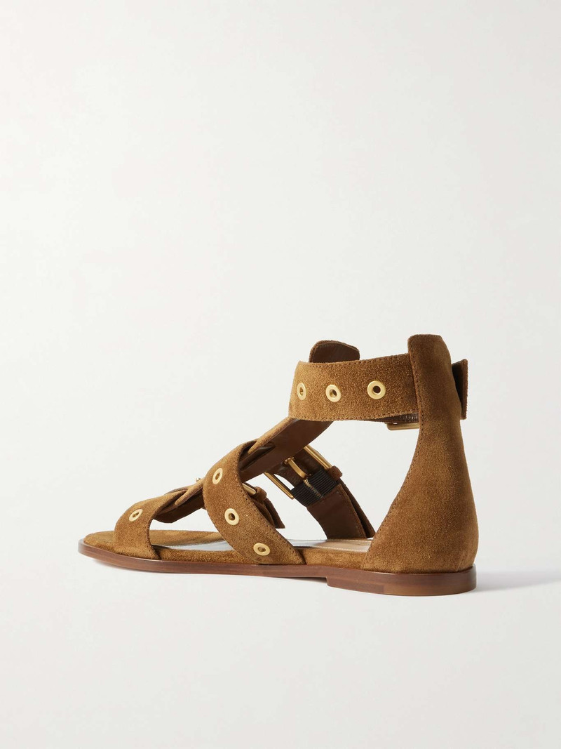 Buckled suede sandals Camel 3