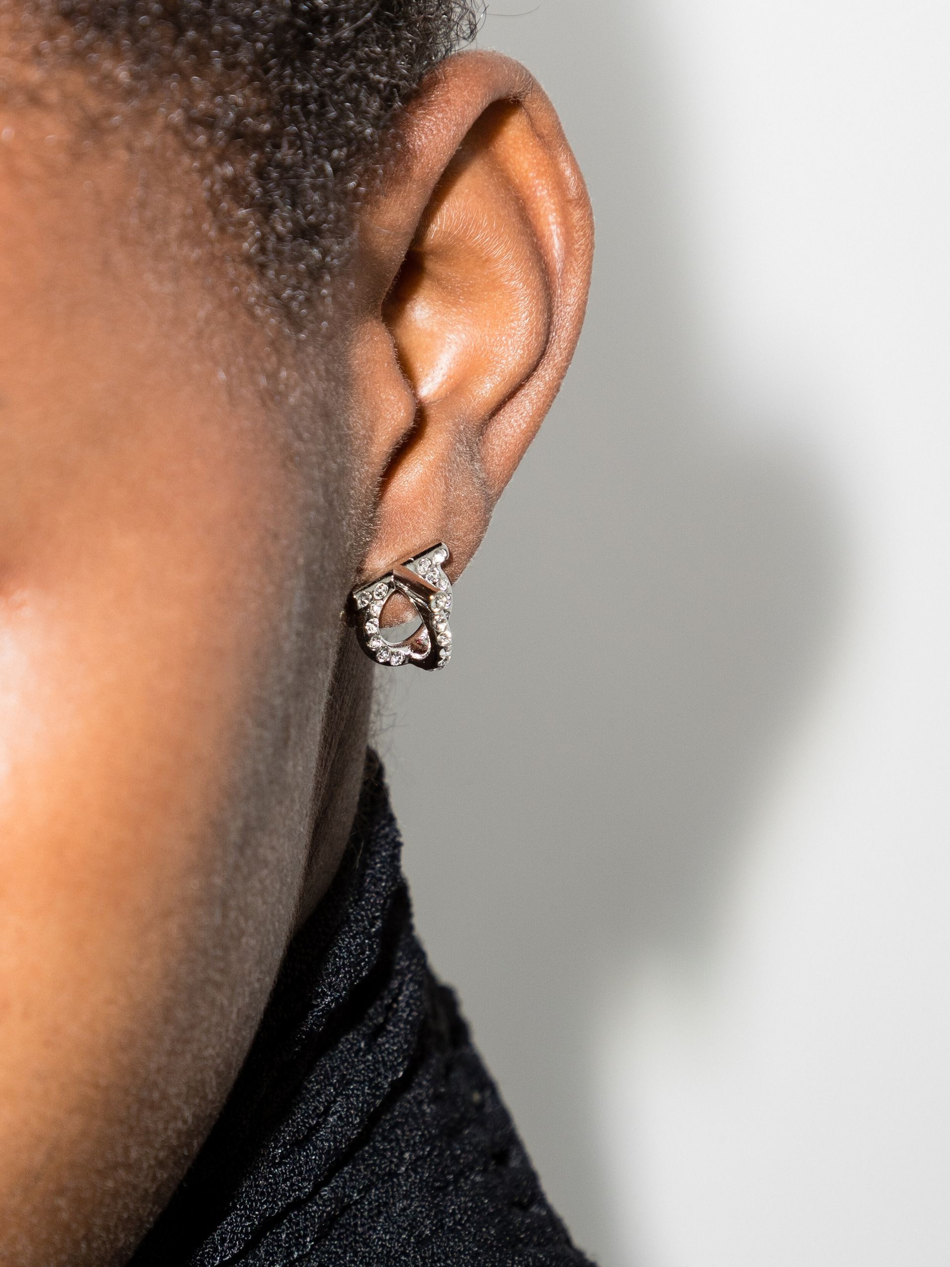 silver tone Gancini crystal earrings - 2
