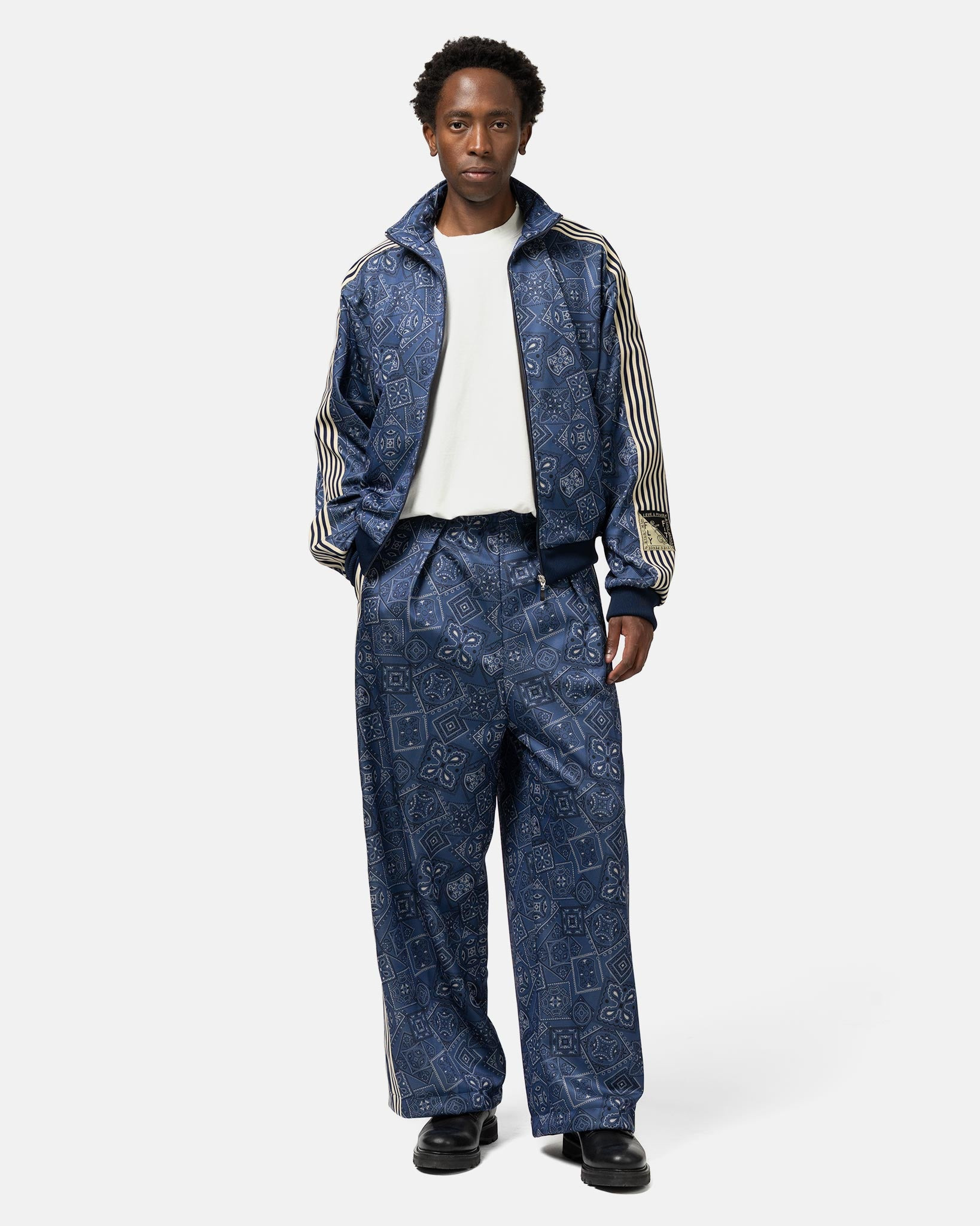 Smooth Jersey COOKIE Bandana Baggy Track Pants Navy - 2
