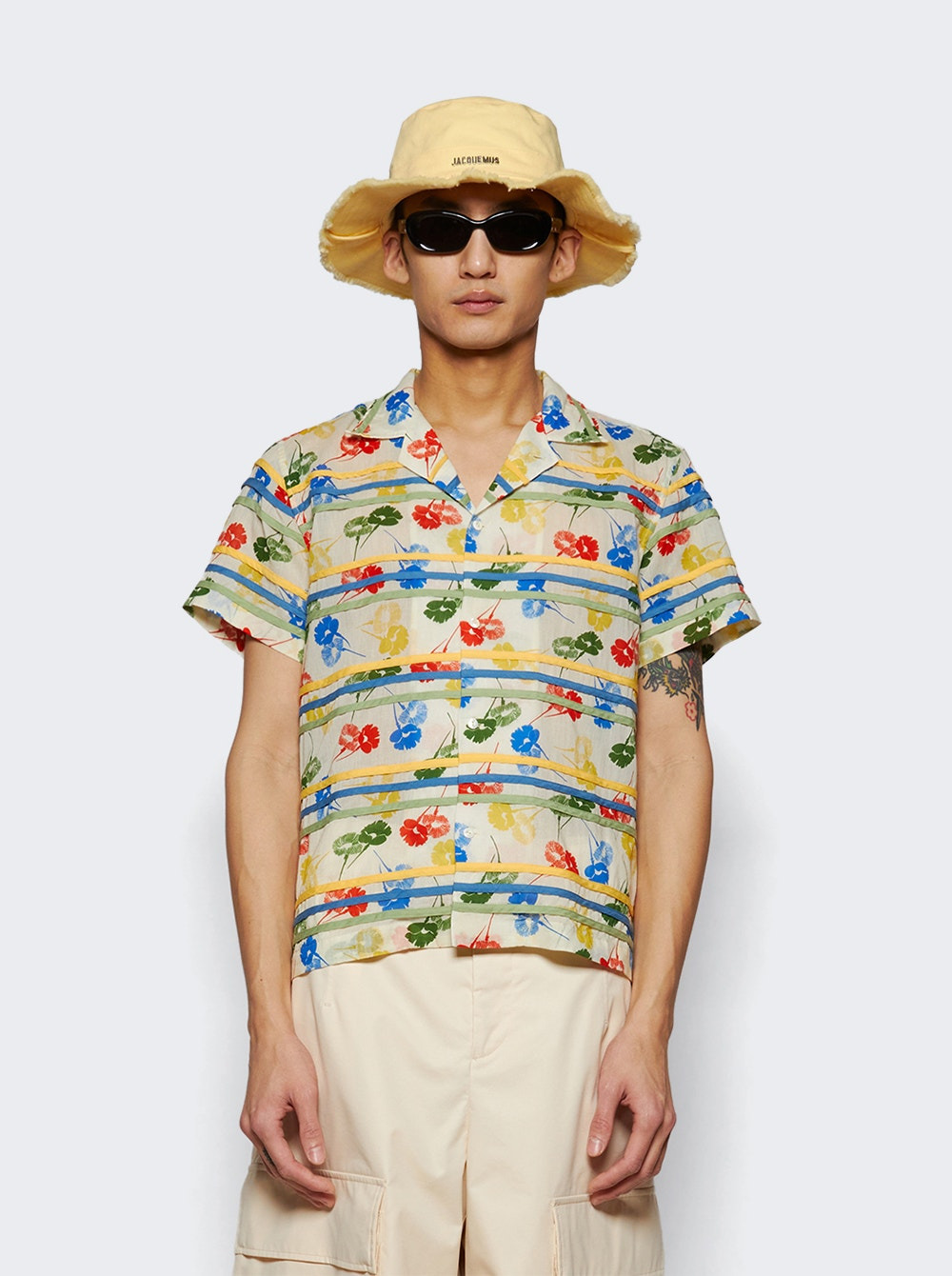Flower Stamp Short Sleeve Shirt Multicolor - 3