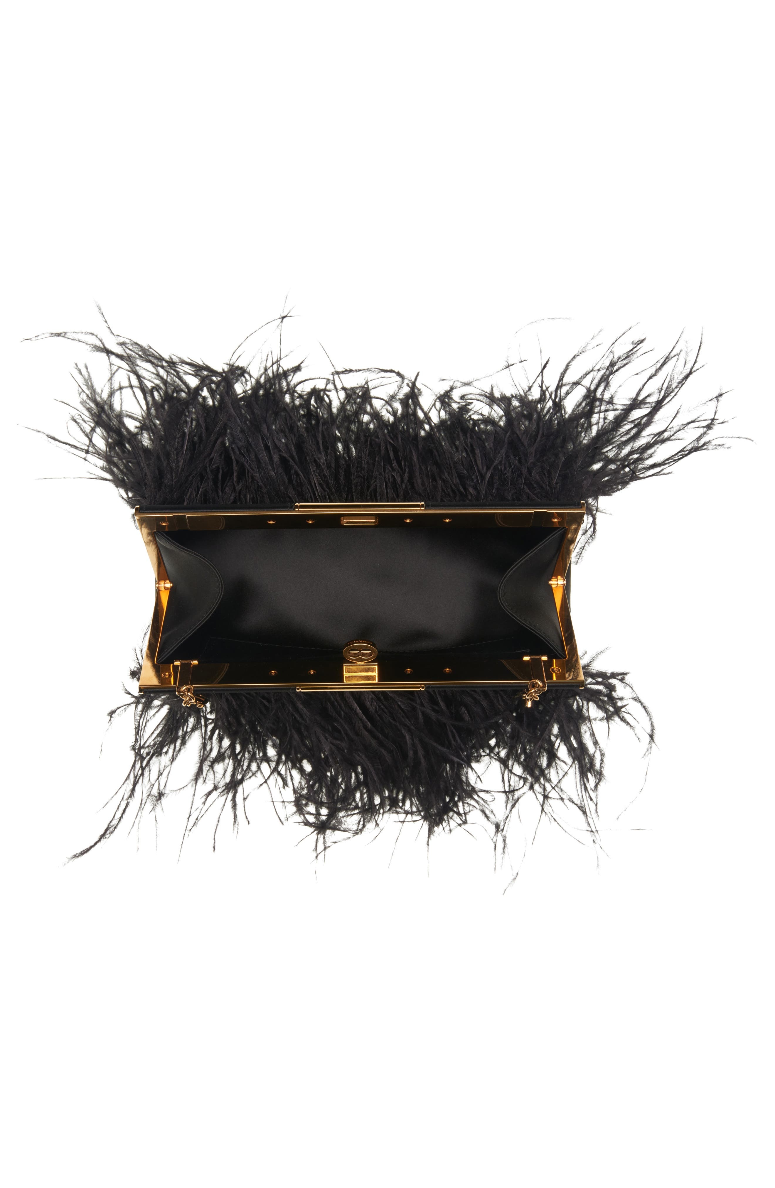 Dolce&Gabbana Marlene Feather Trim Shoulder Bag in 8B956 Nero/Nero at Nordstrom - 3