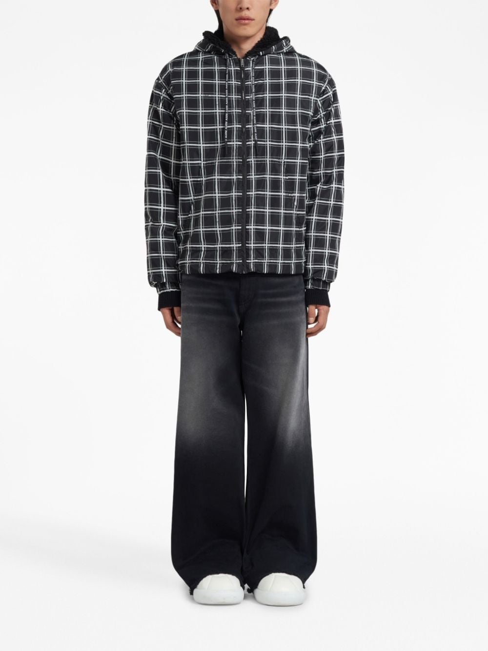 grid-pattern padded jacket - 2