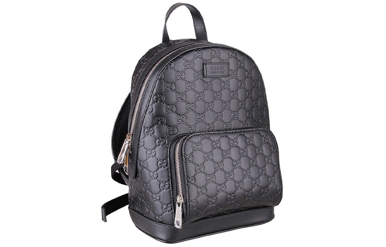 Gucci Logo Embossing Cowhide Schoolbag Backpack Black Minimalistic Classic 450967-CWCQN-1000 - 2