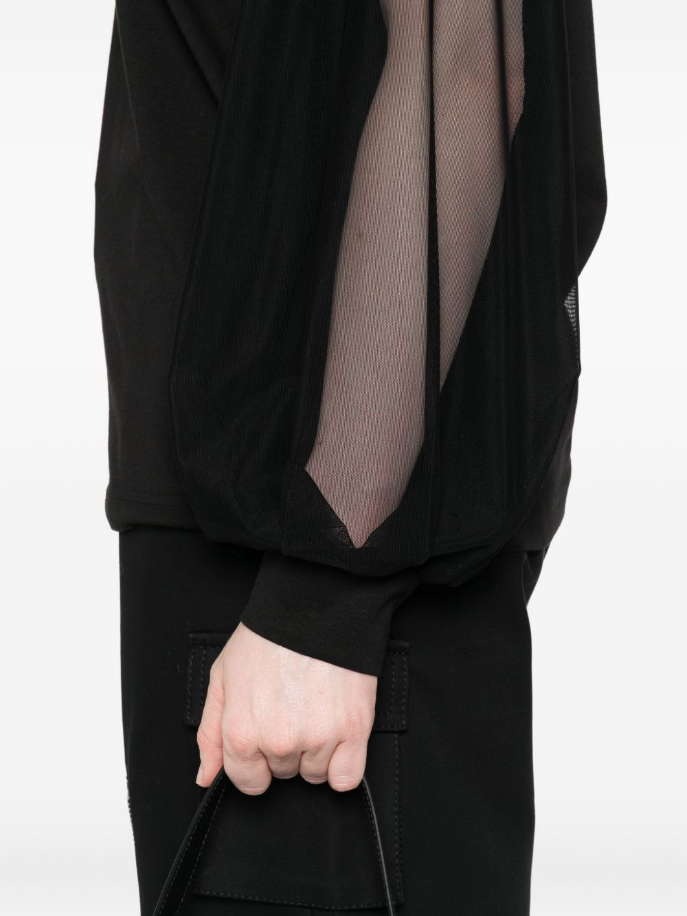 mesh-insert long-sleeve sweatshirt - 5