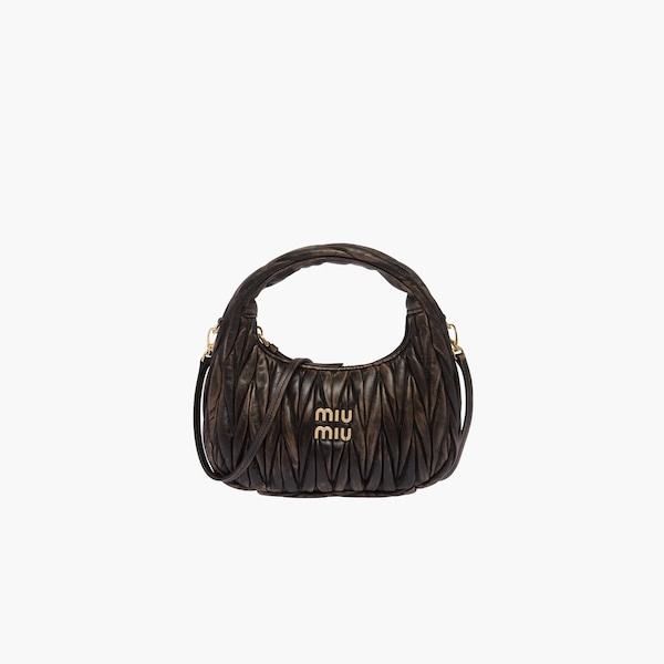Miu Wander matelassé nappa leather mini hobo bag - 3